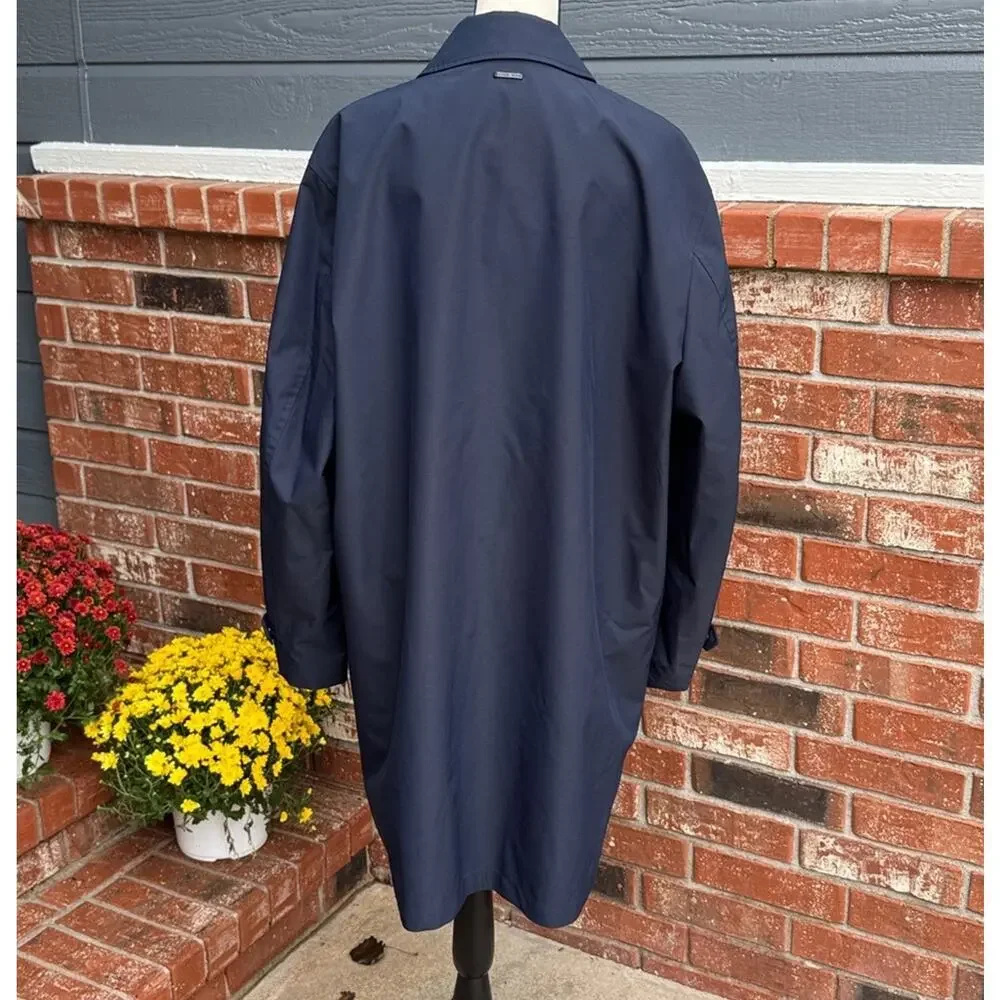 Michael Kors Blue Classic Fit Raincoat Overcoat Trench Men's Size Large L Navy - Picture 5 of 8